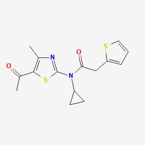 N-(5-acetyl-4-methyl-1,3-thiazol-2-yl)-N-cyclopropyl-2-(thiophen-2-yl)acetamide