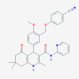 4-{3-[(4-cyanophenoxy)methyl]-4-methoxyphenyl}-2,7,7-trimethyl-5-oxo-N-(pyridin-2-yl)-1,4,5,6,7,8-hexahydroquinoline-3-carboxamide