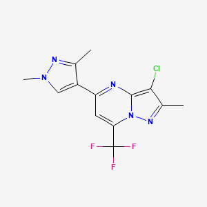 molecular formula C13H11ClF3N5 B10960166 3-chloro-5-(1,3-dimethyl-1H-pyrazol-4-yl)-2-methyl-7-(trifluoromethyl)pyrazolo[1,5-a]pyrimidine 