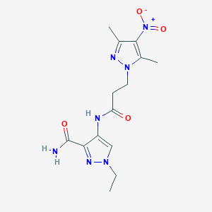 4-{[3-(3,5-dimethyl-4-nitro-1H-pyrazol-1-yl)propanoyl]amino}-1-ethyl-1H-pyrazole-3-carboxamide