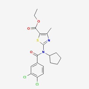 molecular formula C19H20Cl2N2O3S B10960186 Ethyl 2-{cyclopentyl[(3,4-dichlorophenyl)carbonyl]amino}-4-methyl-1,3-thiazole-5-carboxylate 