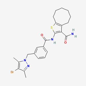 2-[({3-[(4-bromo-3,5-dimethyl-1H-pyrazol-1-yl)methyl]phenyl}carbonyl)amino]-4,5,6,7,8,9-hexahydrocycloocta[b]thiophene-3-carboxamide