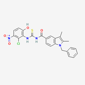 molecular formula C25H21ClN4O4S B10960225 1-benzyl-N-[(2-chloro-6-hydroxy-3-nitrophenyl)carbamothioyl]-2,3-dimethyl-1H-indole-5-carboxamide 