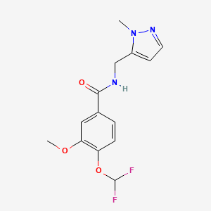 molecular formula C14H15F2N3O3 B10960245 4-(difluoromethoxy)-3-methoxy-N-[(1-methyl-1H-pyrazol-5-yl)methyl]benzamide 