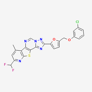 4-[5-[(3-chlorophenoxy)methyl]furan-2-yl]-13-(difluoromethyl)-11-methyl-16-thia-3,5,6,8,14-pentazatetracyclo[7.7.0.02,6.010,15]hexadeca-1(9),2,4,7,10(15),11,13-heptaene