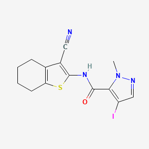 molecular formula C14H13IN4OS B10960261 N-(3-cyano-4,5,6,7-tetrahydro-1-benzothiophen-2-yl)-4-iodo-1-methyl-1H-pyrazole-5-carboxamide 