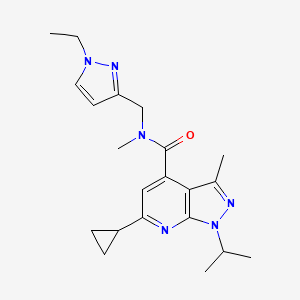 6-cyclopropyl-N-[(1-ethyl-1H-pyrazol-3-yl)methyl]-N,3-dimethyl-1-(propan-2-yl)-1H-pyrazolo[3,4-b]pyridine-4-carboxamide