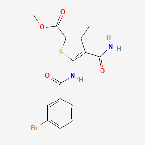 molecular formula C15H13BrN2O4S B10960287 Methyl 5-{[(3-bromophenyl)carbonyl]amino}-4-carbamoyl-3-methylthiophene-2-carboxylate 