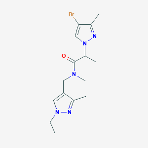 molecular formula C15H22BrN5O B10960300 2-(4-bromo-3-methyl-1H-pyrazol-1-yl)-N-[(1-ethyl-3-methyl-1H-pyrazol-4-yl)methyl]-N-methylpropanamide 