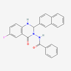 molecular formula C25H18IN3O2 B10960335 N-[6-iodo-2-(naphthalen-2-yl)-4-oxo-1,4-dihydroquinazolin-3(2H)-yl]benzamide 