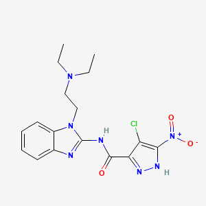 molecular formula C17H20ClN7O3 B10960337 4-chloro-N-{1-[2-(diethylamino)ethyl]-1H-benzimidazol-2-yl}-5-nitro-1H-pyrazole-3-carboxamide 