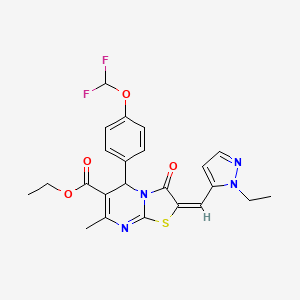 ethyl (2E)-5-[4-(difluoromethoxy)phenyl]-2-[(1-ethyl-1H-pyrazol-5-yl)methylidene]-7-methyl-3-oxo-2,3-dihydro-5H-[1,3]thiazolo[3,2-a]pyrimidine-6-carboxylate