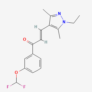 molecular formula C17H18F2N2O2 B10960362 (2E)-1-[3-(difluoromethoxy)phenyl]-3-(1-ethyl-3,5-dimethyl-1H-pyrazol-4-yl)prop-2-en-1-one 