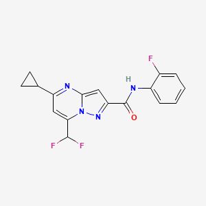 molecular formula C17H13F3N4O B10960374 5-cyclopropyl-7-(difluoromethyl)-N-(2-fluorophenyl)pyrazolo[1,5-a]pyrimidine-2-carboxamide 