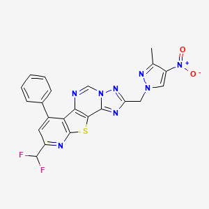 13-(difluoromethyl)-4-[(3-methyl-4-nitropyrazol-1-yl)methyl]-11-phenyl-16-thia-3,5,6,8,14-pentazatetracyclo[7.7.0.02,6.010,15]hexadeca-1(9),2,4,7,10(15),11,13-heptaene