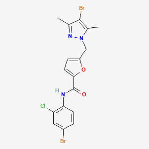 N-(4-bromo-2-chlorophenyl)-5-[(4-bromo-3,5-dimethyl-1H-pyrazol-1-yl)methyl]furan-2-carboxamide