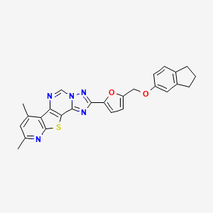 4-[5-(2,3-dihydro-1H-inden-5-yloxymethyl)furan-2-yl]-11,13-dimethyl-16-thia-3,5,6,8,14-pentazatetracyclo[7.7.0.02,6.010,15]hexadeca-1(9),2,4,7,10(15),11,13-heptaene