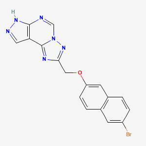 molecular formula C17H11BrN6O B10960492 2-{[(6-Bromo-2-naphthyl)oxy]methyl}-7H-pyrazolo[4,3-E][1,2,4]triazolo[1,5-C]pyrimidine 