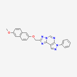 2-{[(6-Methoxy-2-naphthyl)oxy]methyl}-7-phenyl-7H-pyrazolo[4,3-E][1,2,4]triazolo[1,5-C]pyrimidine