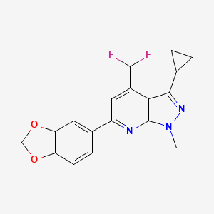 molecular formula C18H15F2N3O2 B10960499 6-(1,3-benzodioxol-5-yl)-3-cyclopropyl-4-(difluoromethyl)-1-methyl-1H-pyrazolo[3,4-b]pyridine 