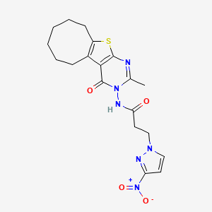 N-(2-methyl-4-oxo-5,6,7,8,9,10-hexahydrocycloocta[4,5]thieno[2,3-d]pyrimidin-3(4H)-yl)-3-(3-nitro-1H-pyrazol-1-yl)propanamide