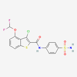 molecular formula C16H11ClF2N2O4S2 B10960532 3-chloro-4-(difluoromethoxy)-N-(4-sulfamoylphenyl)-1-benzothiophene-2-carboxamide 