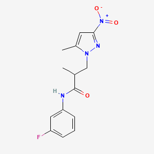 N-(3-fluorophenyl)-2-methyl-3-(5-methyl-3-nitro-1H-pyrazol-1-yl)propanamide