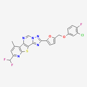 4-[5-[(3-chloro-4-fluorophenoxy)methyl]furan-2-yl]-13-(difluoromethyl)-11-methyl-16-thia-3,5,6,8,14-pentazatetracyclo[7.7.0.02,6.010,15]hexadeca-1(9),2,4,7,10(15),11,13-heptaene