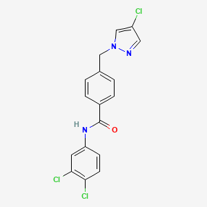 molecular formula C17H12Cl3N3O B10960594 4-[(4-chloro-1H-pyrazol-1-yl)methyl]-N-(3,4-dichlorophenyl)benzamide 