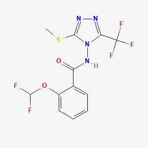 2-(difluoromethoxy)-N-[3-(methylsulfanyl)-5-(trifluoromethyl)-4H-1,2,4-triazol-4-yl]benzamide