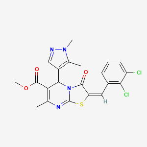 methyl (2E)-2-(2,3-dichlorobenzylidene)-5-(1,5-dimethyl-1H-pyrazol-4-yl)-7-methyl-3-oxo-2,3-dihydro-5H-[1,3]thiazolo[3,2-a]pyrimidine-6-carboxylate