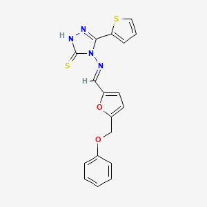 molecular formula C18H14N4O2S2 B10960661 4-({(E)-[5-(phenoxymethyl)furan-2-yl]methylidene}amino)-5-(thiophen-2-yl)-4H-1,2,4-triazole-3-thiol 