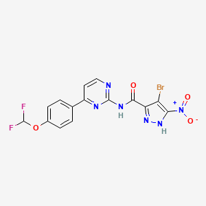 4-bromo-N-{4-[4-(difluoromethoxy)phenyl]pyrimidin-2-yl}-5-nitro-1H-pyrazole-3-carboxamide