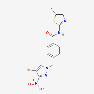 4-[(4-bromo-3-nitro-1H-pyrazol-1-yl)methyl]-N-(5-methyl-1,3-thiazol-2-yl)benzamide