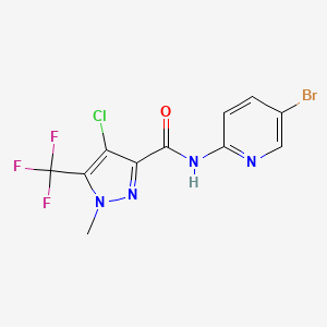 molecular formula C11H7BrClF3N4O B10960691 N-(5-bromopyridin-2-yl)-4-chloro-1-methyl-5-(trifluoromethyl)-1H-pyrazole-3-carboxamide 