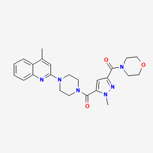 molecular formula C24H28N6O3 B10960692 (1-methyl-5-{[4-(4-methylquinolin-2-yl)piperazin-1-yl]carbonyl}-1H-pyrazol-3-yl)(morpholin-4-yl)methanone 