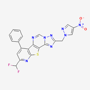 13-(difluoromethyl)-4-[(4-nitropyrazol-1-yl)methyl]-11-phenyl-16-thia-3,5,6,8,14-pentazatetracyclo[7.7.0.02,6.010,15]hexadeca-1(9),2,4,7,10(15),11,13-heptaene