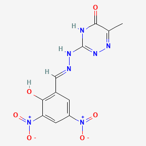 molecular formula C11H9N7O6 B10960721 2-Hydroxy-3,5-dinitrobenzaldehyde (6-methyl-5-oxo-4,5-dihydro-1,2,4-triazin-3-yl)hydrazone 