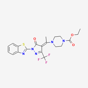 ethyl 4-{(1E)-1-[1-(1,3-benzothiazol-2-yl)-5-oxo-3-(trifluoromethyl)-1,5-dihydro-4H-pyrazol-4-ylidene]ethyl}piperazine-1-carboxylate