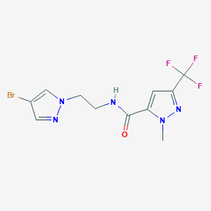 molecular formula C11H11BrF3N5O B10960785 N-[2-(4-bromo-1H-pyrazol-1-yl)ethyl]-1-methyl-3-(trifluoromethyl)-1H-pyrazole-5-carboxamide 