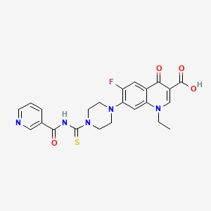 molecular formula C23H22FN5O4S B10960793 1-Ethyl-6-fluoro-4-oxo-7-{4-[(pyridin-3-ylcarbonyl)carbamothioyl]piperazin-1-yl}-1,4-dihydroquinoline-3-carboxylic acid 