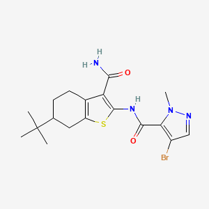 molecular formula C18H23BrN4O2S B10960835 4-bromo-N-(6-tert-butyl-3-carbamoyl-4,5,6,7-tetrahydro-1-benzothiophen-2-yl)-1-methyl-1H-pyrazole-5-carboxamide 