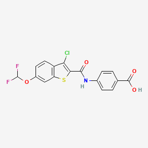 4-[[3-Chloro-6-(difluoromethoxy)-1-benzothiophene-2-carbonyl]amino]benzoic acid