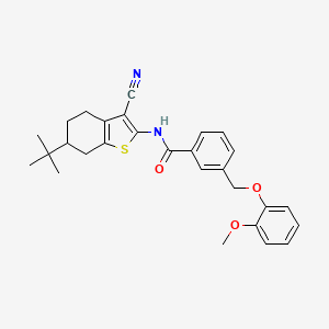 molecular formula C28H30N2O3S B10960851 N-(6-tert-butyl-3-cyano-4,5,6,7-tetrahydro-1-benzothiophen-2-yl)-3-[(2-methoxyphenoxy)methyl]benzamide 