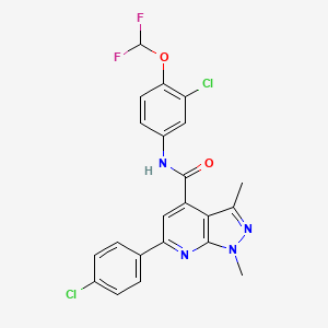 molecular formula C22H16Cl2F2N4O2 B10960874 N-[3-chloro-4-(difluoromethoxy)phenyl]-6-(4-chlorophenyl)-1,3-dimethyl-1H-pyrazolo[3,4-b]pyridine-4-carboxamide 