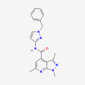 molecular formula C20H20N6O B10960896 N-(1-benzyl-1H-pyrazol-3-yl)-1,3,6-trimethyl-1H-pyrazolo[3,4-b]pyridine-4-carboxamide 