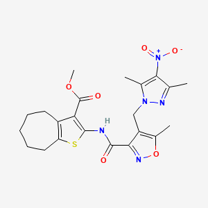 methyl 2-[({4-[(3,5-dimethyl-4-nitro-1H-pyrazol-1-yl)methyl]-5-methyl-1,2-oxazol-3-yl}carbonyl)amino]-5,6,7,8-tetrahydro-4H-cyclohepta[b]thiophene-3-carboxylate