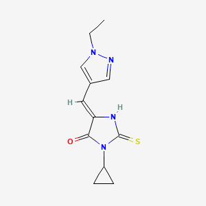 molecular formula C12H14N4OS B10960942 (5Z)-3-cyclopropyl-5-[(1-ethyl-1H-pyrazol-4-yl)methylidene]-2-thioxoimidazolidin-4-one 