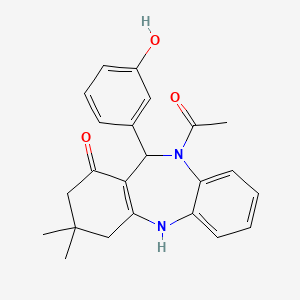 molecular formula C23H24N2O3 B10960950 5-Acetyl-6-(3-hydroxyphenyl)-9,9-dimethyl-6,8,10,11-tetrahydrobenzo[b][1,4]benzodiazepin-7-one 