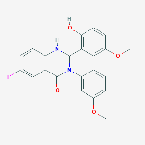 molecular formula C22H19IN2O4 B10960976 2-(2-hydroxy-5-methoxyphenyl)-6-iodo-3-(3-methoxyphenyl)-2,3-dihydroquinazolin-4(1H)-one 